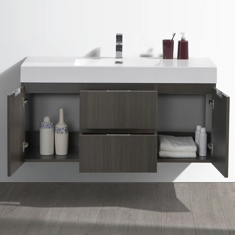 Valencia 48" Wall Mount Single Sink Bathroom Vanity with Top and Sink (Faucet Not Included)