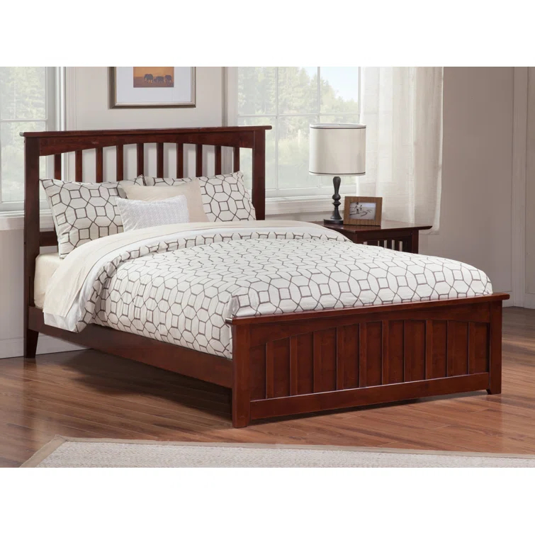 Mission Low Profile Solid Wood Platform Bed with Matching Footboard