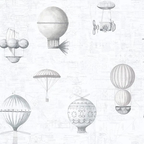 Nostalgie Steampunk Air Balloons 33' L x 21" W Wallpaper Roll