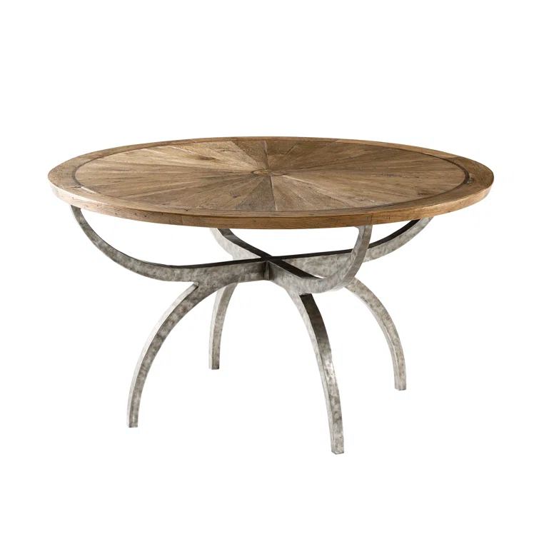 Theodore Alexander Echoes Round Solid Wood Top Metal Base Dining Table