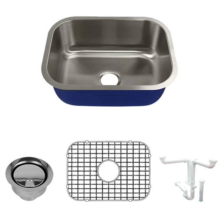 Transolid K-MUSB23189 Meridian 23.12'' L Undermount Single Bowl Stainless Steel Kitchen Sink