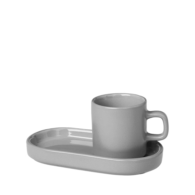 Mirage Gray Ceramic Espresso Cup Set with Matte Finish