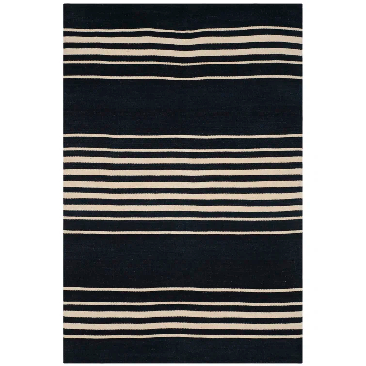 Cinder Stripe Handwoven Wool 4' x 6' Area Rug