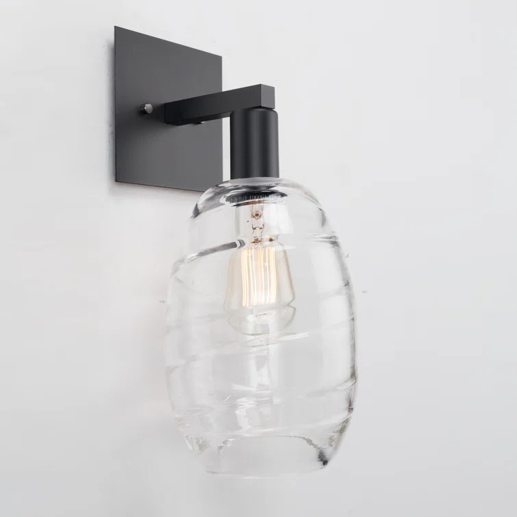 Matte Black Hand-Blown Glass Wall Sconce