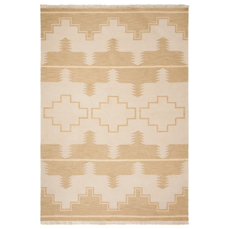 Desert Cream Hand-Knotted Wool & Cotton 4' x 6' Reversible Rug
