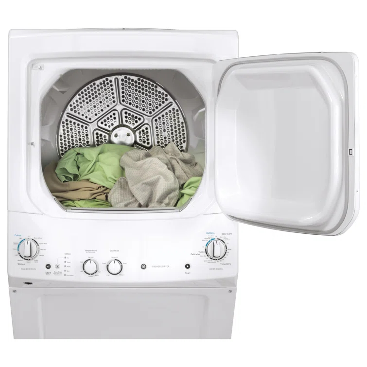 GE Appliances 3.8 cu. ft. Washer and 5.9 cu. ft. Electric Dryer Laundry Center GUD27ESSMWW