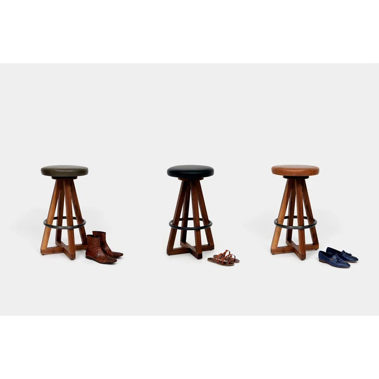 X3 Swivel Upholstered Counter Stool with Solid Wood Frame