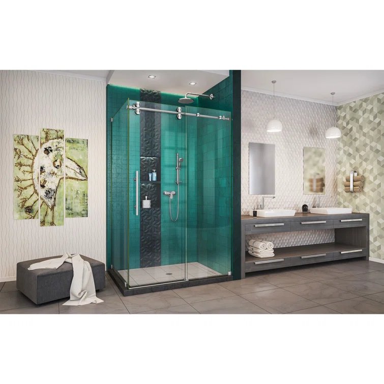 Enigma-XO Single 60.37" W x 34.5" D x 76'' H Frameless Shower Enclosure