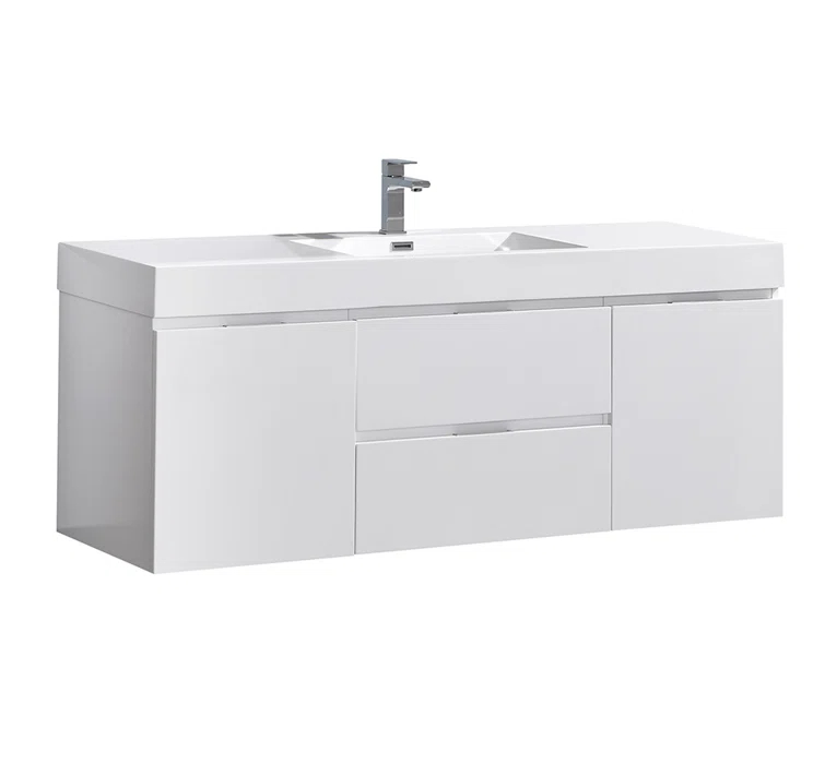 Valencia 60" Wall Mount Single Sink Bathroom Vanity with Top and Sink (Faucet Not Included)