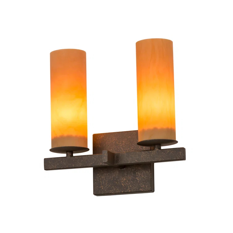 Coral & White Gold-Lined 2-Light Dimmable Sconce