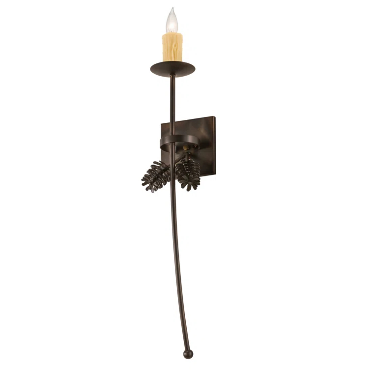 Meyda Lighting Rustic Lodge Steel Candle Wall Light