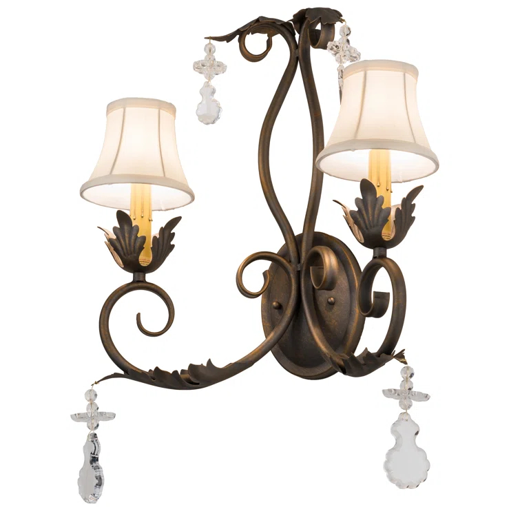 Crystal Bronze Candle Wall Light