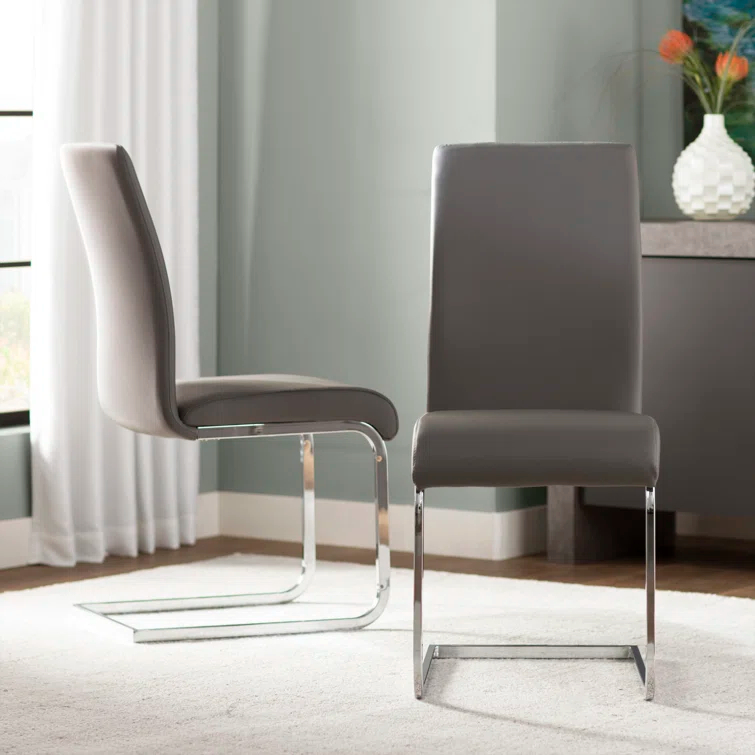 Ivy Bronx Anaija 19'' H Faux Leather Upholstered Metal Side Chair (Set of 2)