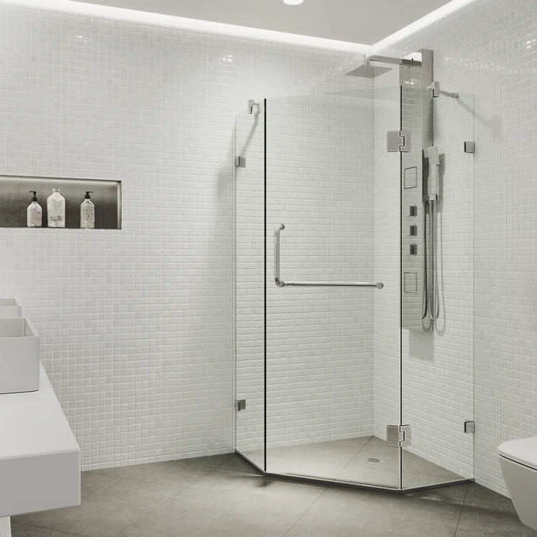 Piedmont 36" W x 36" D x 73" H Hinged Frameless Shower Enclosure with 3/8Clear Glass