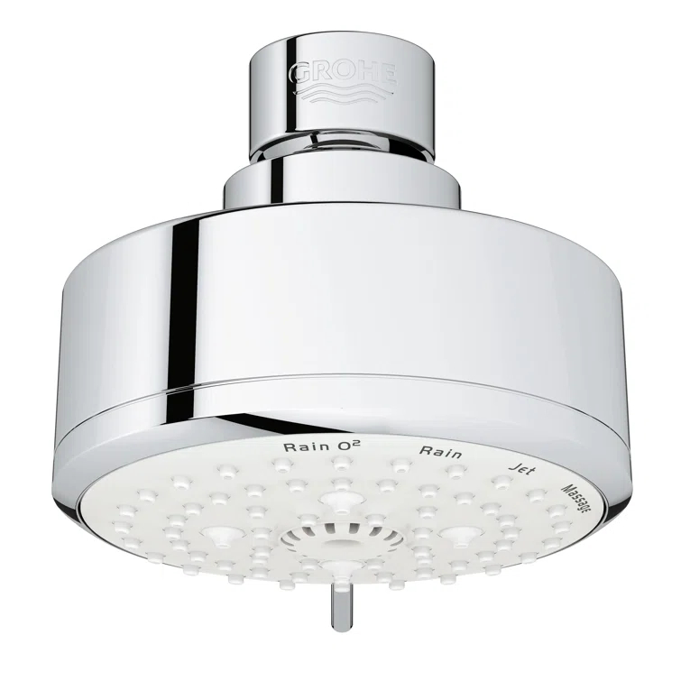 Tempesta Fixed 4-Setting Shower Head Rain O2 Rain Massage Jet Settings