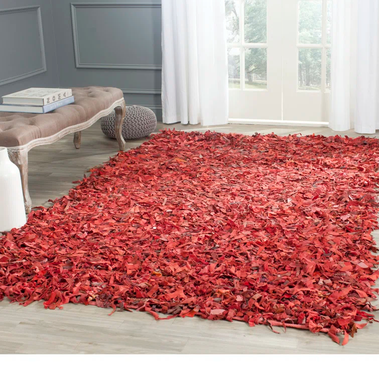 Schaefer Handwoven Leather Solid Color Rug