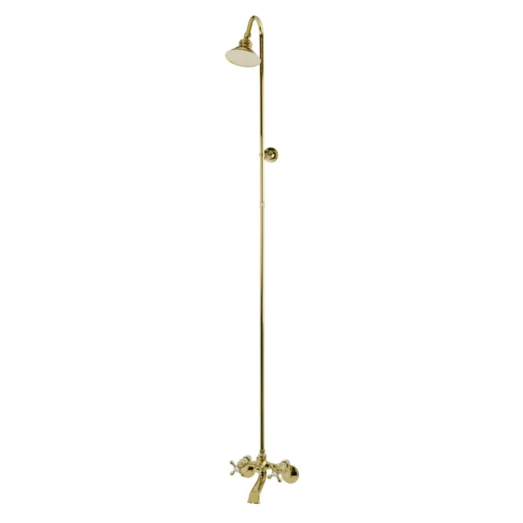 Kingston Brass Vintage Two-Handle 2-Hole Wall Mount Clawfoot Tub Faucet Package with Shower Combo