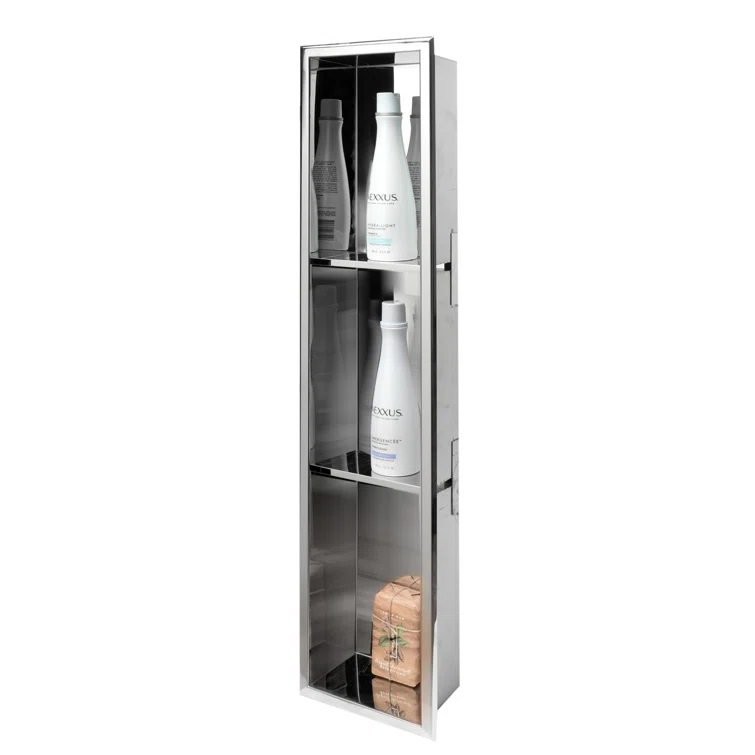 Vertical Stainless Steel Triple Shower Niche