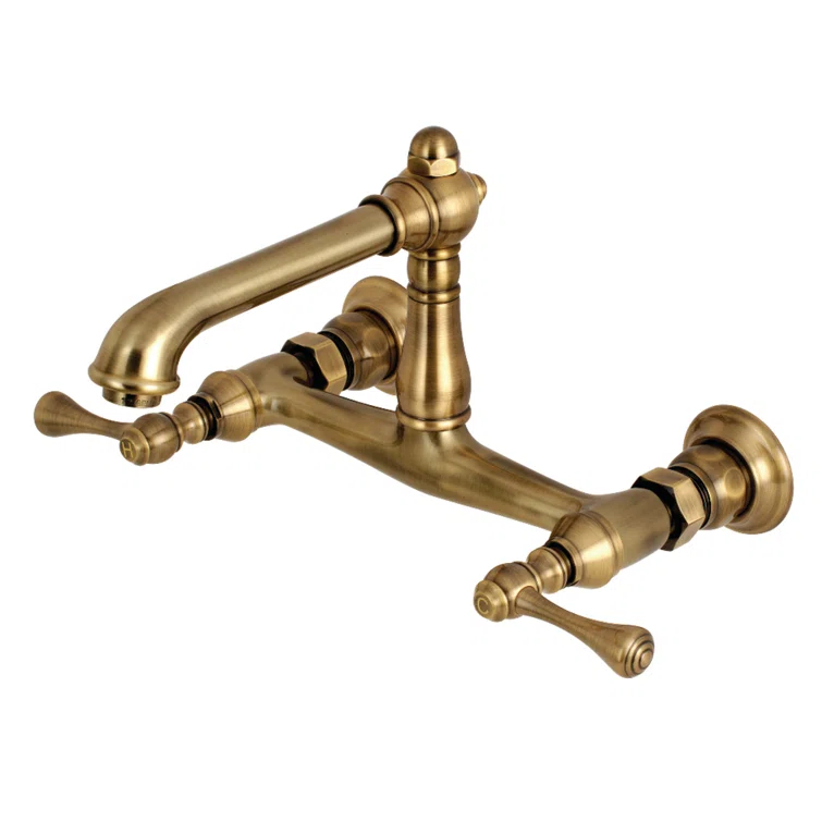 Kingston Brass English Country Two-Handle 2-Hole Wall Mount Bathroom Faucet
