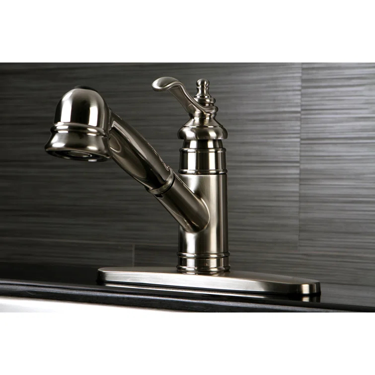 Kingston Brass Templeton Single-Handle 1-or-3 Hole Deck Mount Pull-Out Sprayer Kitchen Faucet