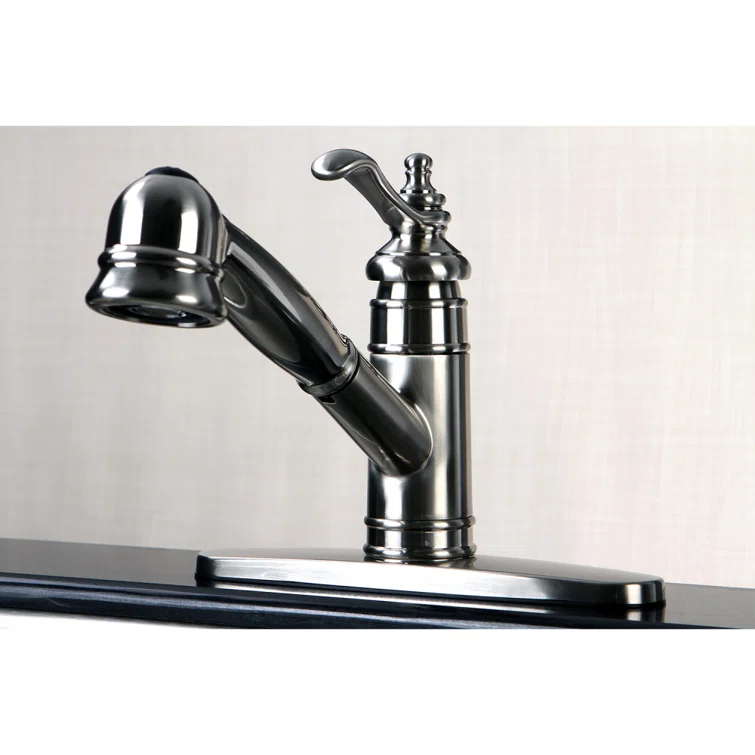Kingston Brass Templeton Single-Handle 1-or-3 Hole Deck Mount Pull-Out Sprayer Kitchen Faucet