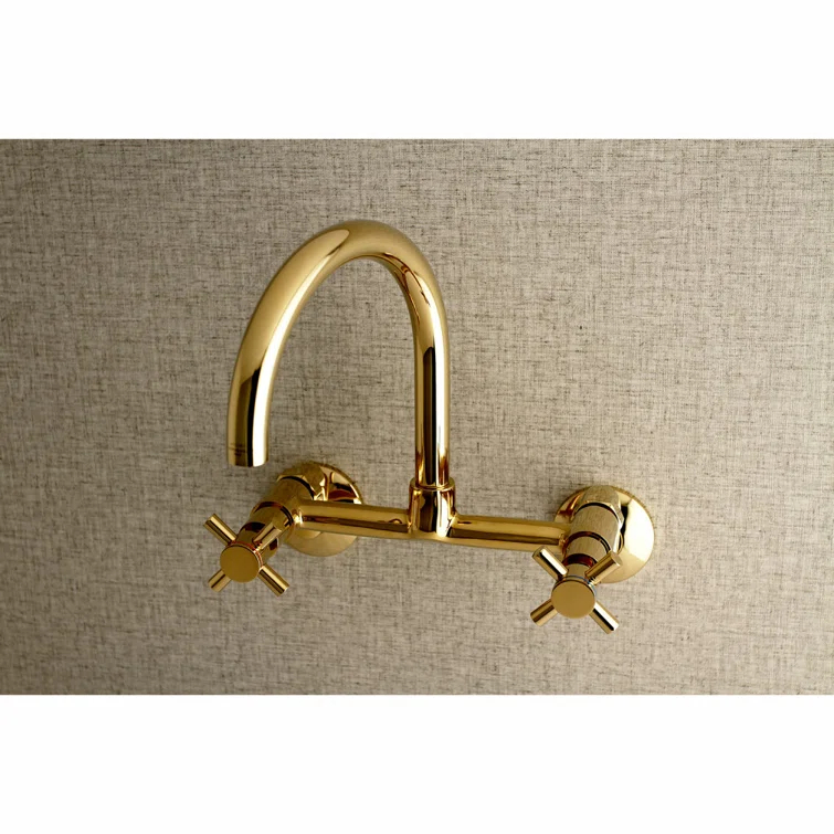 Kingston Brass Concord Double-Handle 2-Hole Wall-Mount Bridge Kitchen Faucet