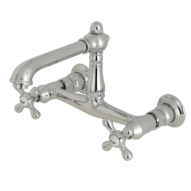 Kingston Brass English Country Two-Handle 2-Hole Wall Mount Bathroom Faucet