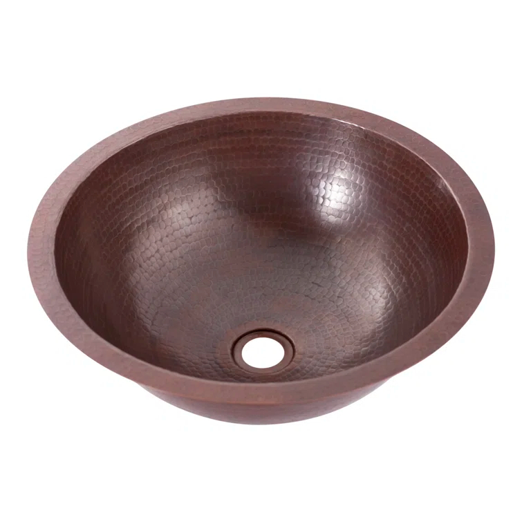 Novatto TCU-001AN Novatto 17'' Antique Hammered Copper Copper Circular Drop-in, Dual Mount, Undermount Bathroom Sink