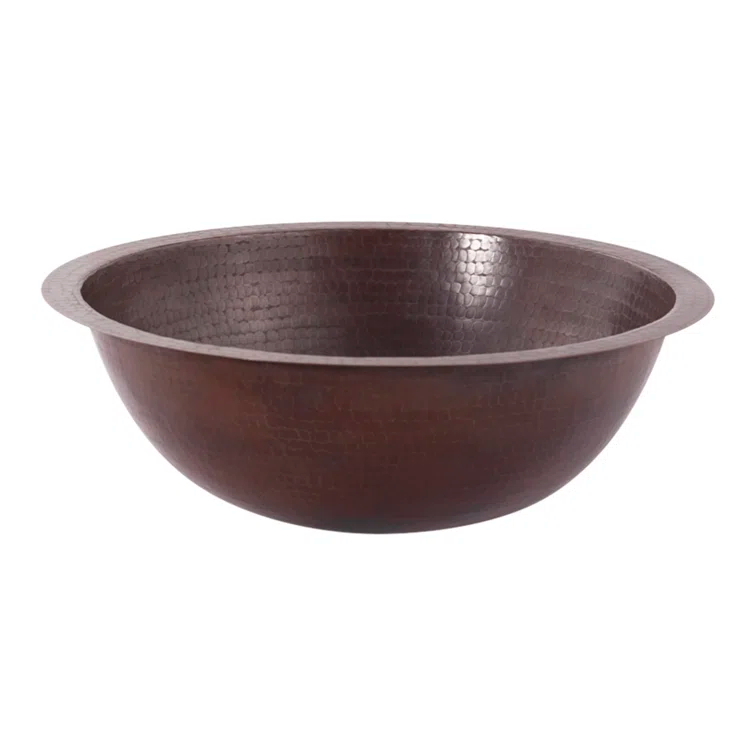 Novatto TCU-001AN Novatto 17'' Antique Hammered Copper Copper Circular Drop-in, Dual Mount, Undermount Bathroom Sink