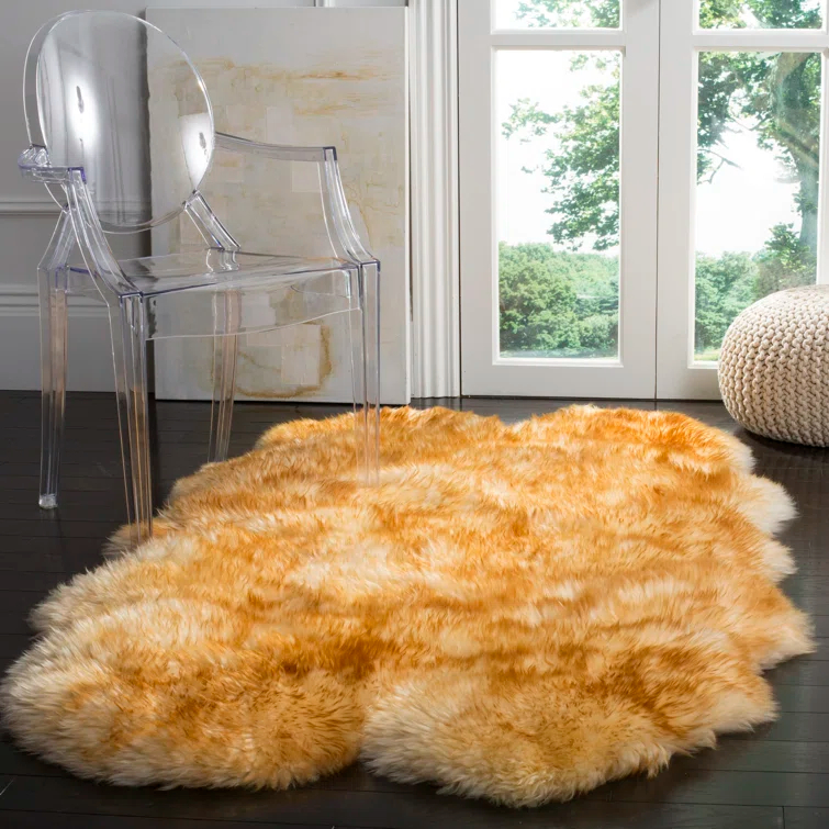 Sheep Skin Natural Sheep Skin Made Within Acid Dying Sheep Skin Solid Color Rug