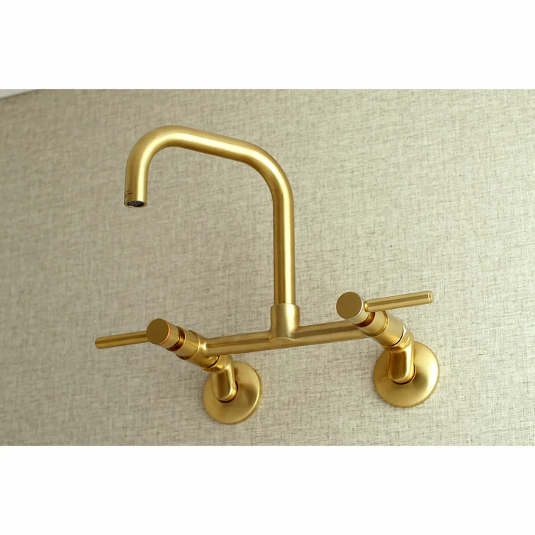 Kingston Brass Concord Double-Handle 2-Hole Wall-Mount Bridge Kitchen Faucet