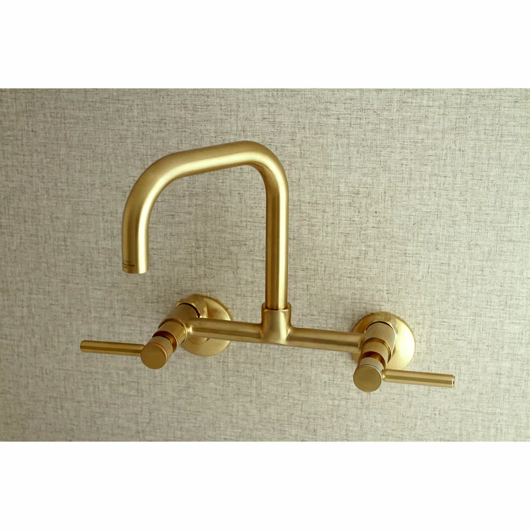 Kingston Brass Concord Double-Handle 2-Hole Wall-Mount Bridge Kitchen Faucet