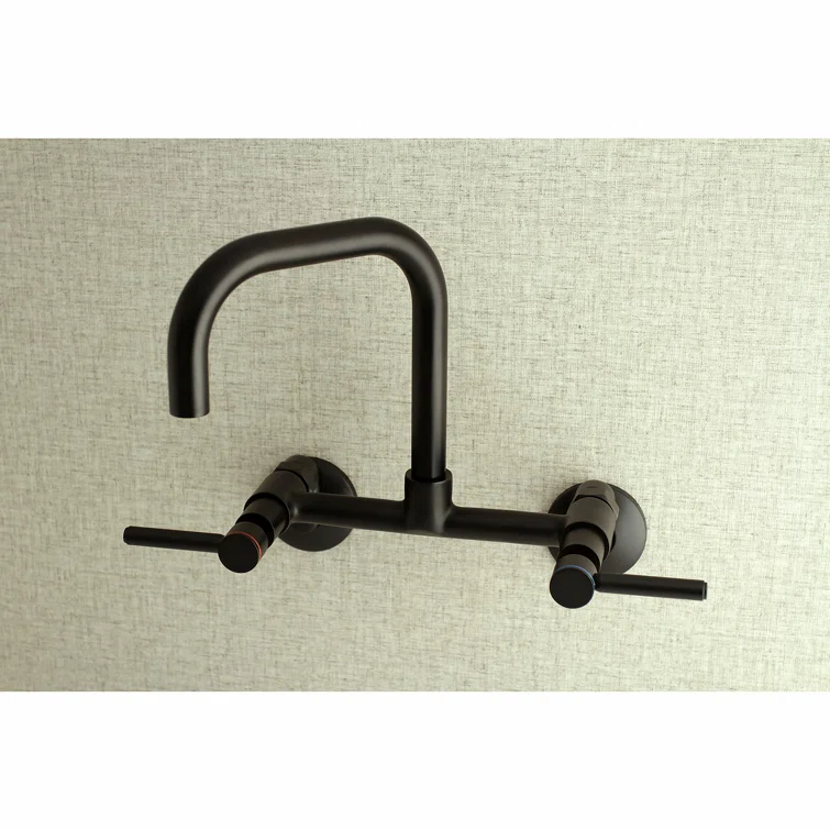 Kingston Brass KS813MB Kingston Brass Concord Double-Handle 2-Hole Wall-Mount Bridge Kitchen Faucet