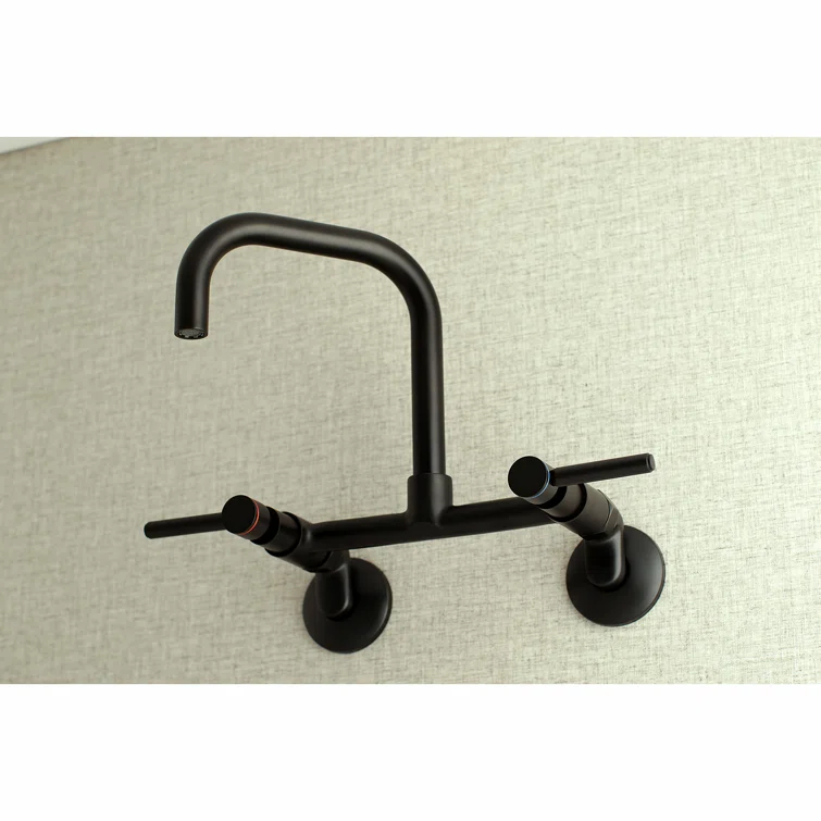 Kingston Brass KS813MB Kingston Brass Concord Double-Handle 2-Hole Wall-Mount Bridge Kitchen Faucet