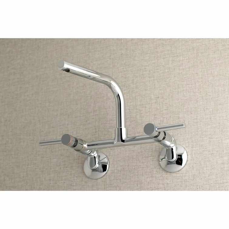 Kingston Brass KS812PN Kingston Brass Concord Double-Handle 2-Hole Wall-Mount Bridge Kitchen Faucet