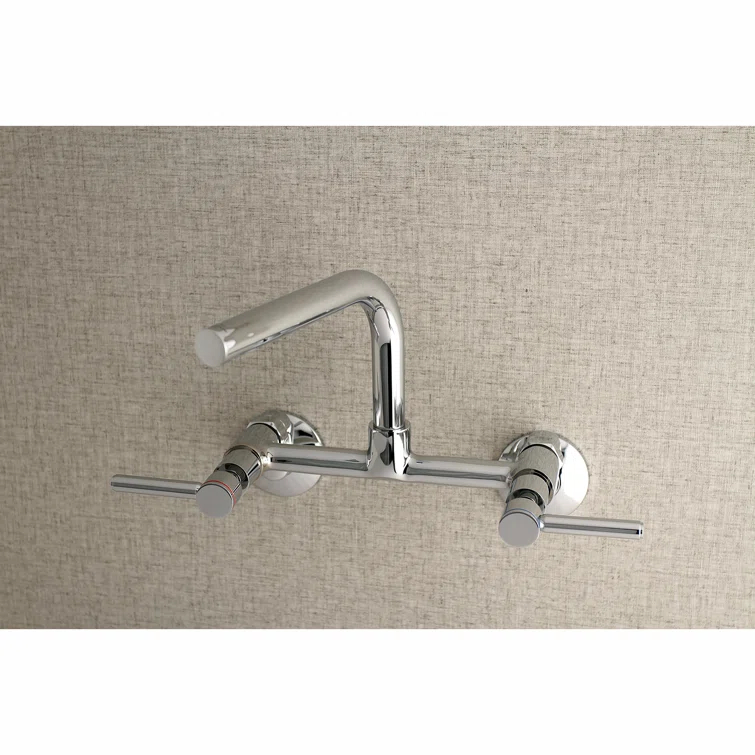 Kingston Brass KS812PN Kingston Brass Concord Double-Handle 2-Hole Wall-Mount Bridge Kitchen Faucet