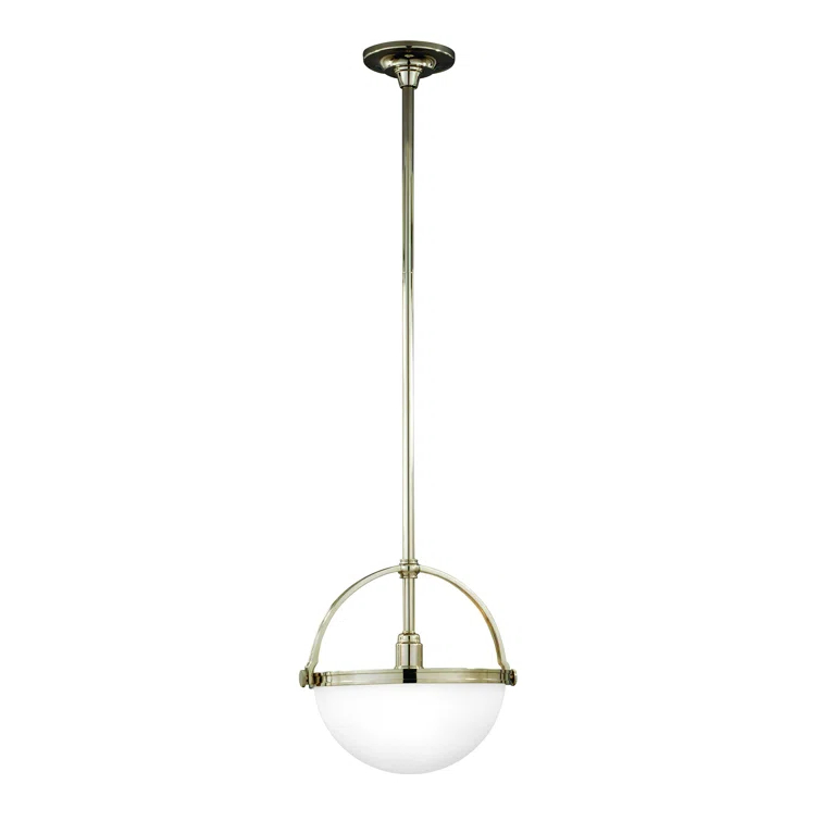 Stratford Polished Nickel 1-Light Pendant with Opal Matte Glass Shade
