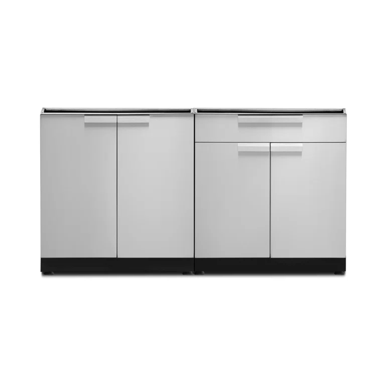 Outdoor Kitchen Stainless Steel 64" W x 24" D x 36.5" H 2-Piece Modular Cabinet Set
