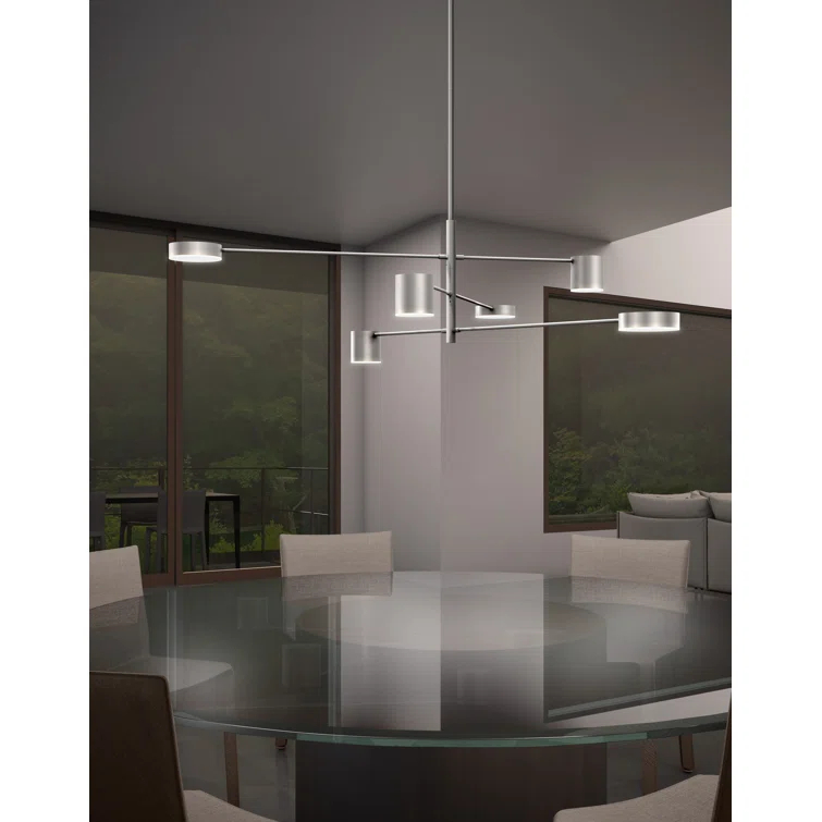 Counterpoint 6 - Light Dimmable LED Sputnik Modern Linear Chandelier