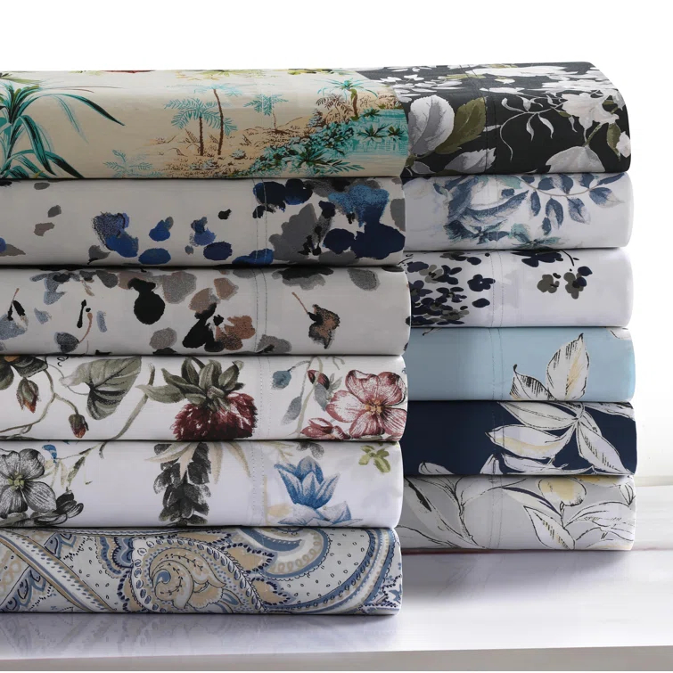 Tribeca Living Tribeca Living Printed 300 Thread Count Sheets 100% Cotton Floral Sheet Set