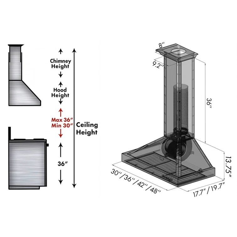 ZLINE 36 in. Convertible Vent Designer Series Wall Mount Range Hood (KB2-BCXXX-36)
