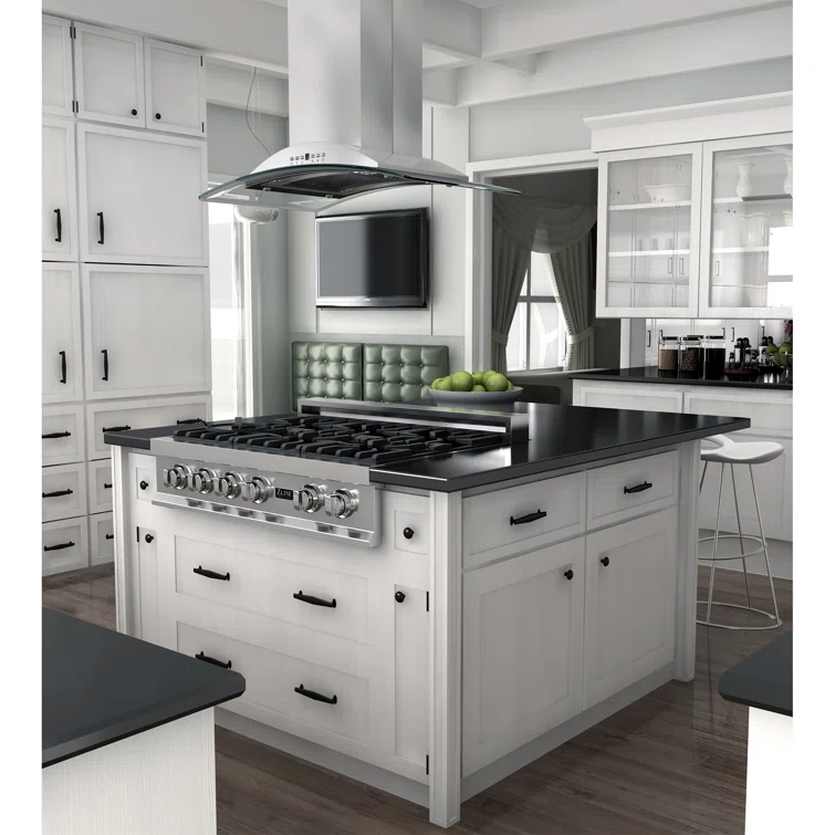 ZLINE 30 in. Convertible Vent Isl& Mount Range Hood in Stainless Steel & Glass (GL9i-30)