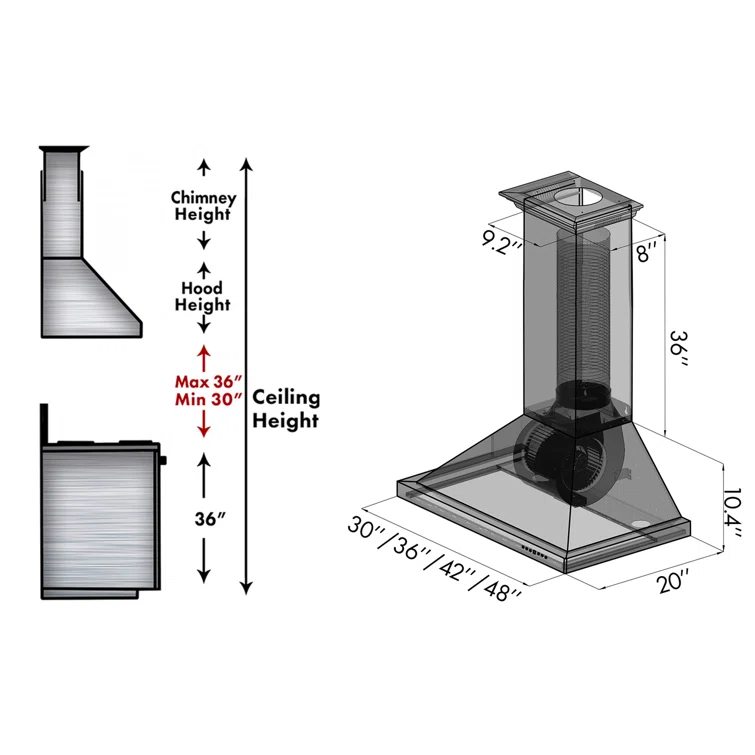 ZLINE 36 in. Designer Series Satin Stainless Steel Convertible Vent Wall Mount Range Hood