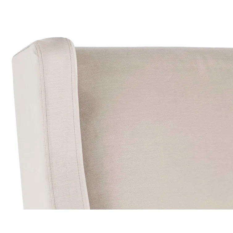 Elegant Wingback Upholstered Arm Chair in Piccolo Prosecco with Smoked Brown Legs