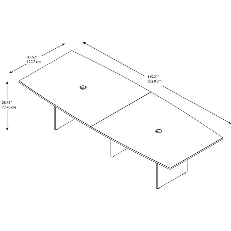 BBF 120W x 48D Boat Shaped Conference Table with Wood Base