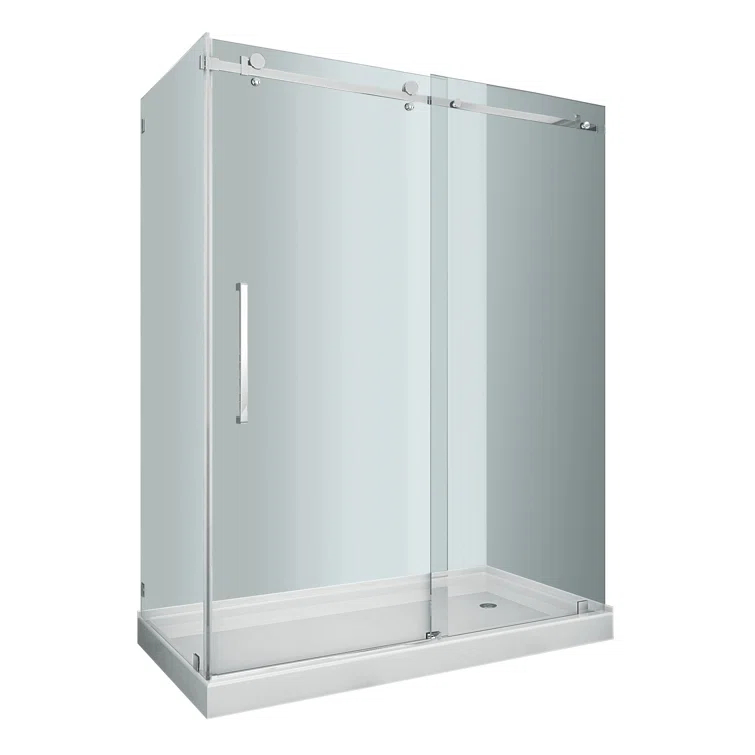 Moselle 60" W x 35" D x 77.5" H Frameless Rectangle Sliding Shower Enclosure with Base Included