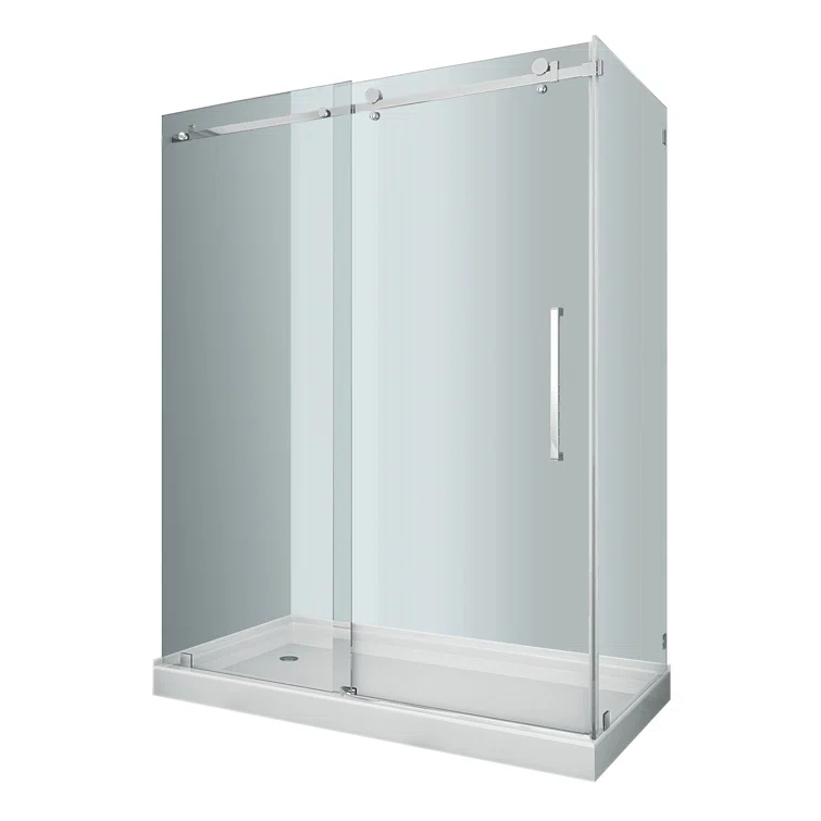 Moselle 60" W x 35" D x 77.5" H Frameless Rectangle Sliding Shower Enclosure with Base Included