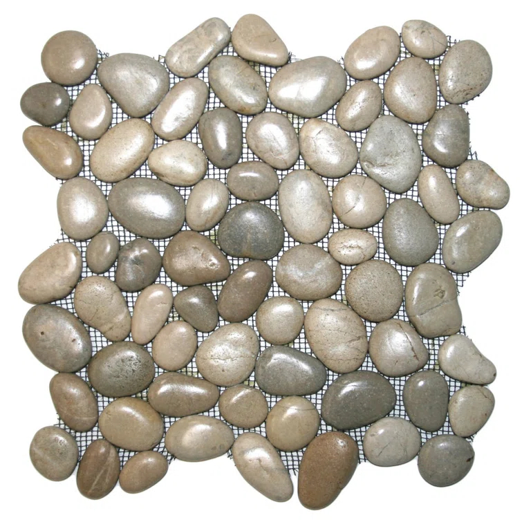 Amazon Random Sized Java Tan Natural Stone Mosaic Tile - 12"x12" Mesh Backed Sheet Indoor Use - 1 Sq. Ft.