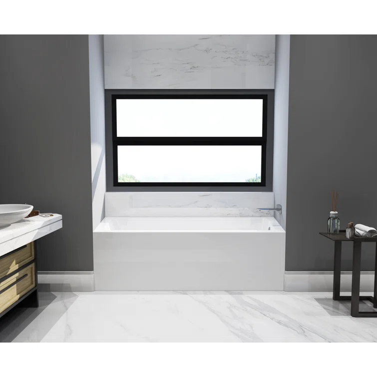 Kingston Brass Aqua Eden 66-Inch Acrylic Rectangular 3-Wall Alcove Tub