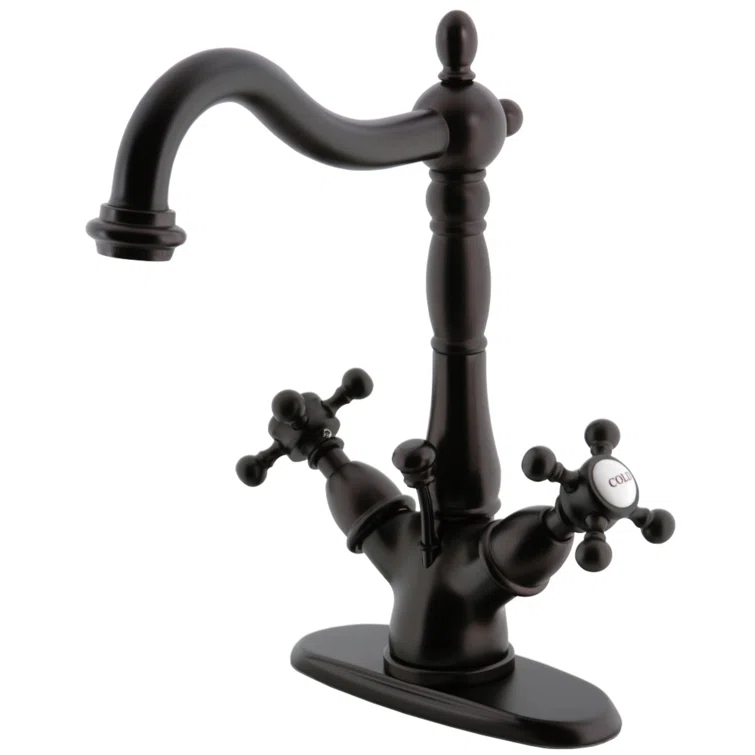 Kingston Brass Vintage Two-Handle 1-or-3 Hole Deck Mount Bathroom Faucet with Brass Pop-Up